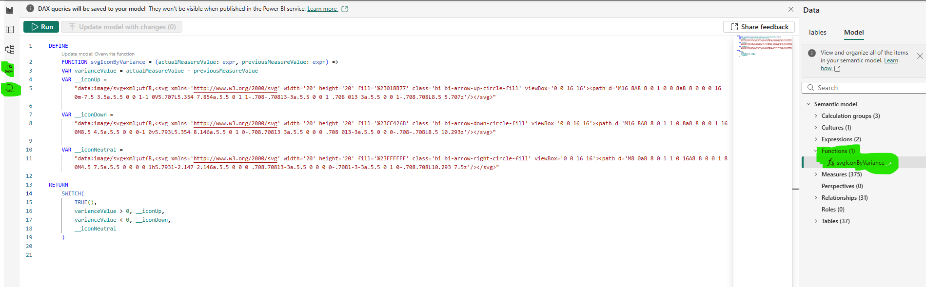 Authoring a UDF in the DAX Query View