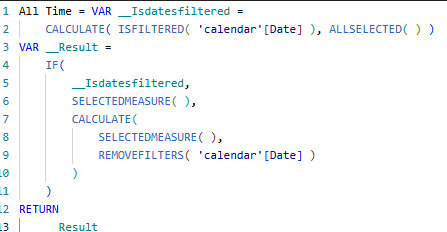 DAX measure for All Time calculation item